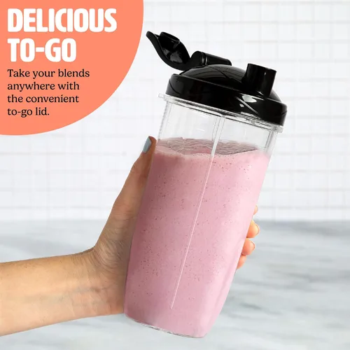Miniatura 5 de Tasty Licuadora personal con taza, potente motor de mezcla de 350 W, juego de 9 piezas con 4 tazas y tapa de viaje, compacta y portátil, aguamarina