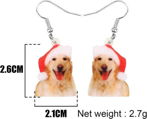 Miniatura 5 de NEWEI Lindos aretes de Navidad para perro, joyería colgante para niñas y mujeres, Acrílico, No es una piedra preciosa