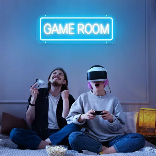 Miniatura 4 de Letrero de neón para sala de juegos para decoración de pared de juegos, luz de neón LED con alimentación por USB, habitación de adolescente, 2-Azul
