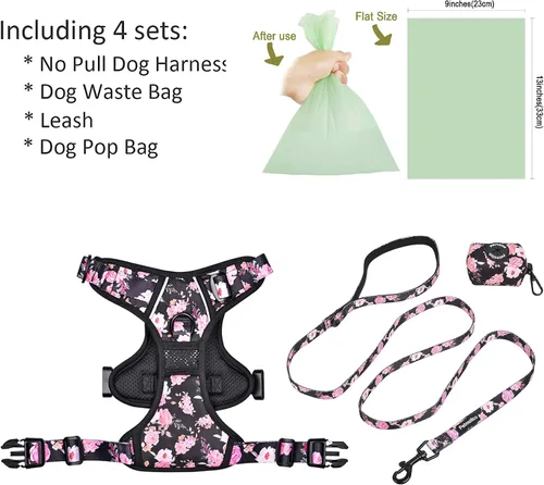Miniatura 5 de Petmolico Juego de arnés para perro sin tirones con accesorio de correa, asa de fácil control, chaleco reflectante para razas pequeñas, chaleco