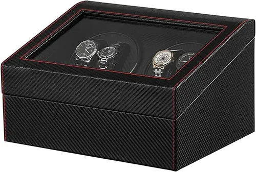 Miniatura 2 de Enrollador automático de reloj con 4 silenciosas cajas de bobinado de reloj de motor japonés + 6 almohadas flexibles para reloj, funda