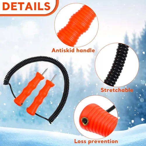 Miniatura 4 de Gisafai Juego de 4 púas retráctiles de seguridad sobre hielo para ICES pesca, patinaje, accesorios de equipo de emergencia, púas portátiles