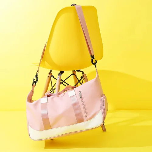 Miniatura 6 de Arouselove Bolsas de lona deportivas para mujeres y hombres, bolsa de gimnasio portátil con bolsillo húmedo y compartimento separado para zapatos