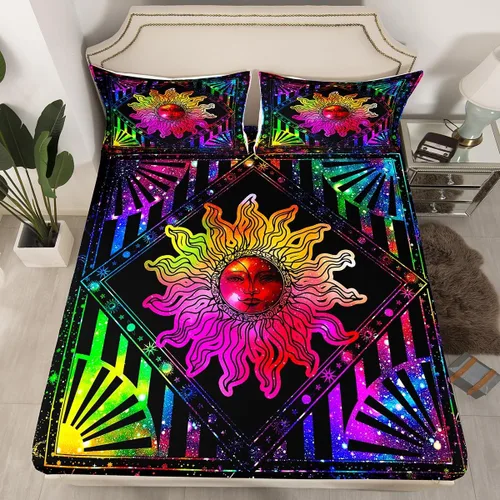 Miniatura 7 de Erosebridal Southwestern - Sábanas de cama bohemias aztecas, tamaño individual, sábanas hippie de cachemira, ropa de cama de estilo exótico, funda
