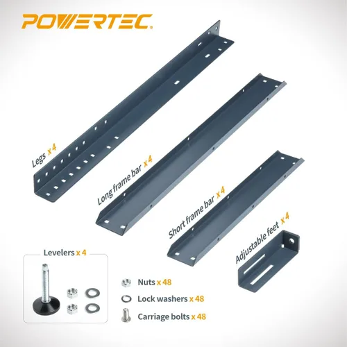 Miniatura 2 de POWERTEC Soporte de herramientas, soporte de mesa de enrutador resistente de 400 libras con pies de nivelación ajustables para sierra ingletadora