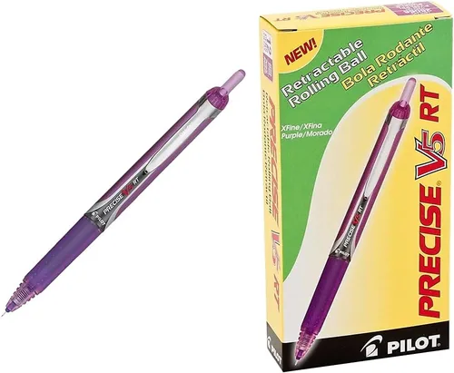 Miniatura 2 de Pilot Precise V5 RT - Bolígrafos de tinta líquida recargables y retráctiles, punta extrafina (0.5 mm.), tinta morada, paquete de 12 (26066)