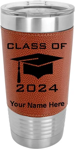 Miniatura 16 de LaserGram Vaso aislado al vacío de 20 onzas, con grabado personalizado incluido (piel sintética, estilo béisbol)