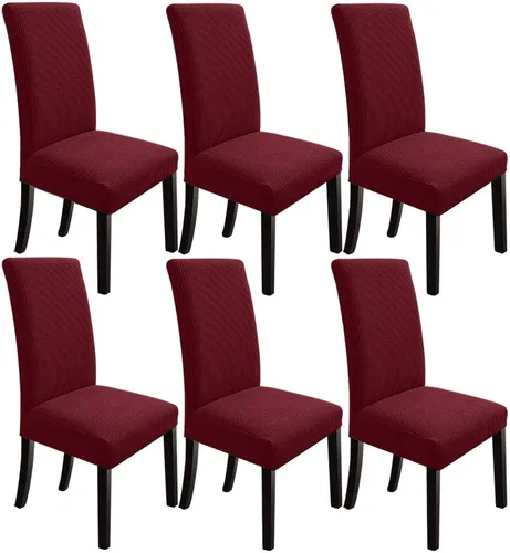 Miniatura 36 de NORTHERN BROTHERS Juego de 2 fundas para sillas de comedor, fundas elásticas para sillas Parsons, color rojo vino
