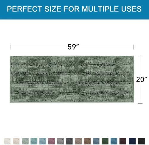 Miniatura 451 de H.VERSAILTEX Alfombras de baño para cuarto de baño, antideslizantes, tapetes de baño extragruesos, de felpilla, a rayas, alfombra de 20" x 32