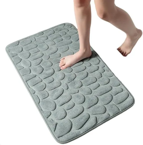 Miniatura 5 de Alfombra antideslizante de Baño con Relieve de Adoquines, Alfombras Antideslizantes En Lavabo, Alfombra De Suelo Lateral De Bañera, Felpudo De
