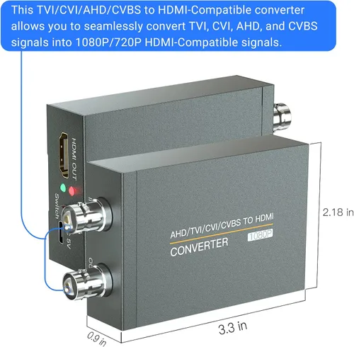 Miniatura 6 de Convertidor CVI/TVI/AHD a HDMI, Full HD 4K 720P/1080P/3MP/4MP/5MP/8MP AHD/TVI/CVI a HDMI, señal de video BNC (TVI/CVI/AHD/CVBS) para mostrar