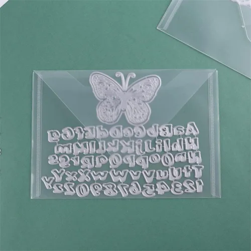 Miniatura 6 de Paquete de 10 bolsillos de almacenamiento de sellos y troqueles, sobres de almacenamiento de plástico de gran tamaño de 8.75 x 6 pulgadas, carpetas K