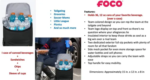 Miniatura 2 de FOCO Atlanta Falcons - Mochila hielera portátil de lados suaves, bolsa aislada con capacidad para 36 latas, equipo de fútbol, muestra tu espíritu