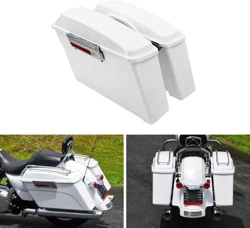 Miniatura 3 de Alforjas rígidas con soportes de conversión cromados para Harley Davidson 1984-2017 Softail Modelos FLST FLSTC FLSTF FLSTN FLSTS modelos Blanco