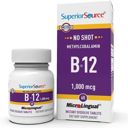 Miniatura 11 de Superior Source No Shot Metilcobalamina B-12 5000 mcg – Vitamina B-12 para apoyar la producción de energía, la salud del cerebro y el bienestar