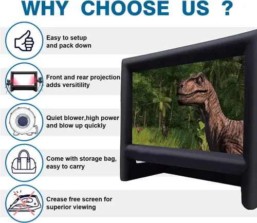 Miniatura 2 de XHYCPY - Pantalla inflable de 21 pies para proyector de películas al aire libre; el paquete incluye cuerdas, inflador y estacas de tienda