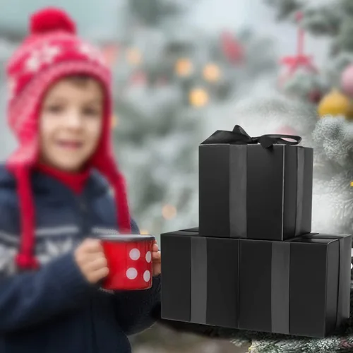 Miniatura 3 de COTOPHER Paquete de 25 cajas de regalo pequeñas de 5 x 5 x 5 pulgadas, cajas de regalo negras con tapas para regalos, manualidades, recuerdos
