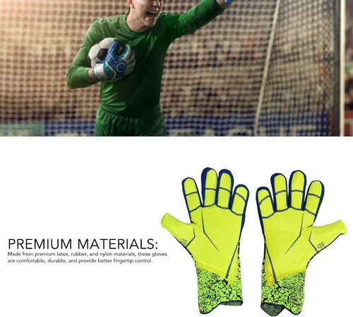 Miniatura 7 de Guantes de portero de fútbol, látex grueso antideslizante y transpirable, guantes de competición de entrenamiento de amortiguación premium