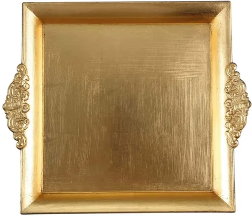 Miniatura 7 de Efavormart - 2 bandejas cuadradas de plástico decorativas doradas de 10 pulgadas con bordes en relieve para bodas, fiestas de cumpleaños