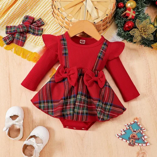 Miniatura 2 de Mameluco de Navidad para niñas recién nacidas, falda de malla de terciopelo rojo, traje de primera Navidad, regalo de Navidad