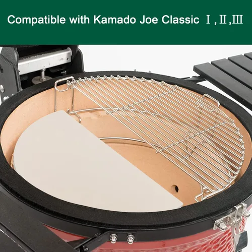 Miniatura 3 de Half-Moon - Placas deflectoras de calor de cerámica para Kamado Joe Classic I, II, III, accesorios de barbacoa de huevo verde grande, paquete de 2