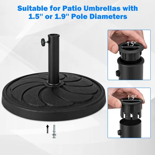 Miniatura 4 de Tangkula Base de sombrilla de 40 libras, sombrilla redonda resistente para exteriores, para mesa de 1.5 a 1.9 pulgadas, soporte de paraguas