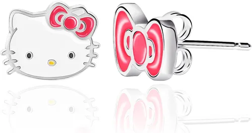 Miniatura 4 de Sanrio Hello Kitty - Aretes de tuerca para mujer, aretes Hello Kitty de plata de ley, con licencia oficial, Metal