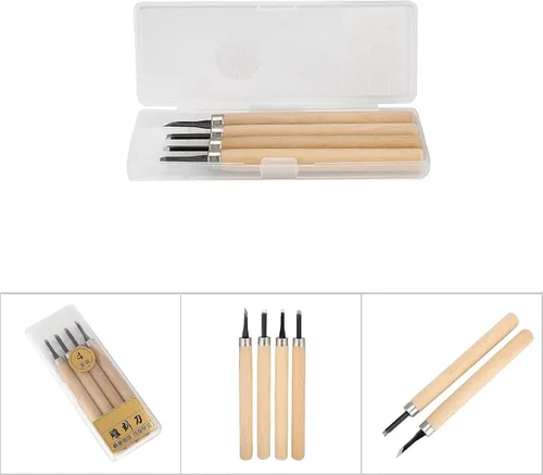 Miniatura 3 de Juego de cuchillos para tallar, afilador manual de madera, cuchillos de sello de goma, cincel para principiantes, juego de herramientas de tallado