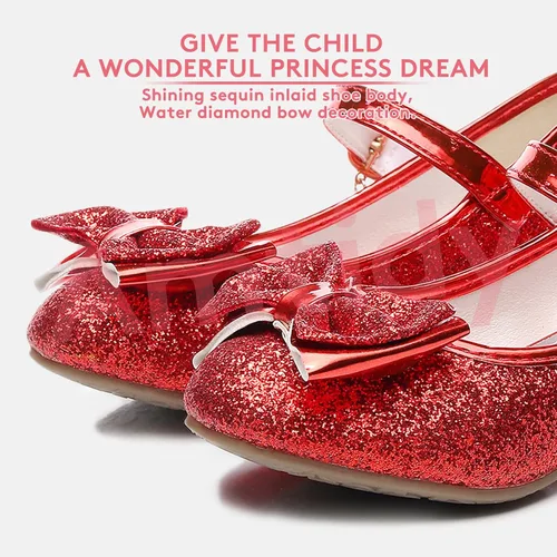 Miniatura 2 de Zapatos de vestir para niñas, zapatos de fiesta de boda Mary Jane, zapatos con purpurina para damas de honor, tacones de princesa