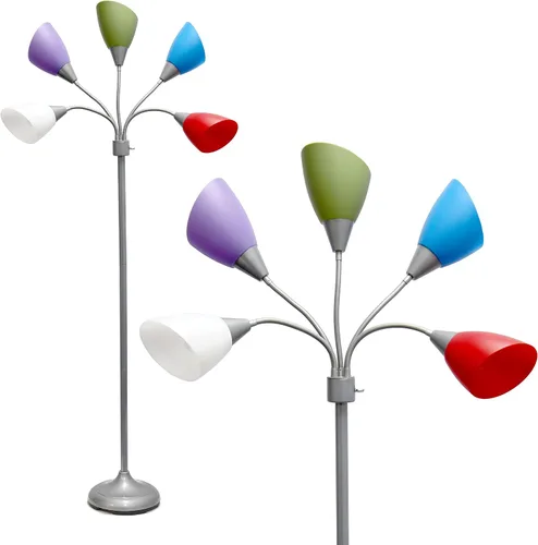 Miniatura 11 de Simple Designs LF2006-BAW 67" Lámpara de pie contemporánea con múltiples cabezales Medusa de 5 luces, lámpara de pie ajustable de cuello de cisne