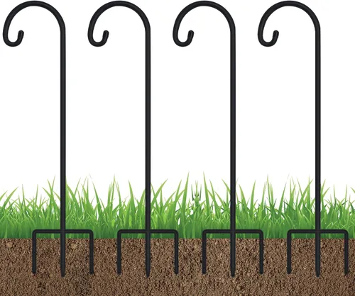 Miniatura 9 de FEED GARDEN Ganchos de pastor pequeños ajustables de 48 pulgadas para exteriores, gancho de jardín para linternas, ganchos de pastor para plantas