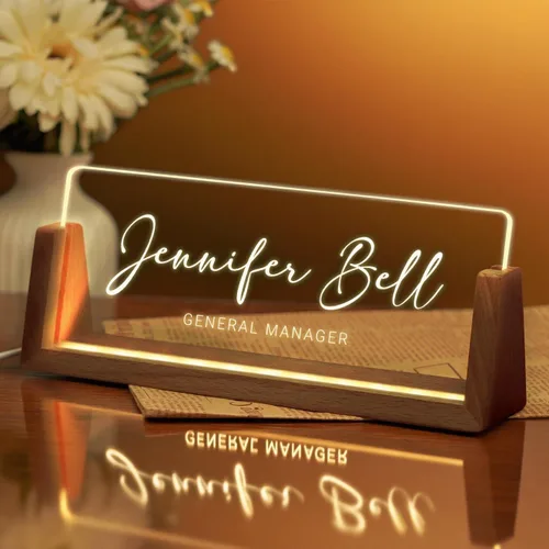Placa de nombre de escritorio personalizada, placa de identificación acrílica personalizada para escritorio, decoración de oficina para mujeres y