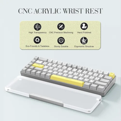 Miniatura 2 de Reposamuñecas acrílico para teclado profesional - Teclado compacto 60% - Teclados mecánicos Reposamanos ergonómico para teclado de computadora, base