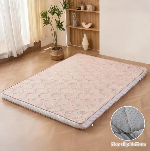 Miniatura 6 de Zelladorra Colchón japonés para suelo, colchón de futón acolchado con parte inferior antideslizante, cama de piso plegable con bolsa de Beige