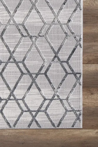 Miniatura 3 de Abani Nova Collection - Alfombra de 4 x 6 pies, diseño geométrico geométrico de color gris envejecido, alfombra decorativa ecléctica moderna