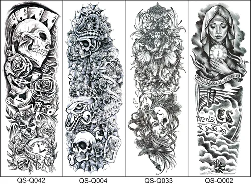 Miniatura 3 de Juego de 8 hojas de tatuajes falsos temporales extra grandes de 18.9 x 6.7 pulgadas para hombres y mujeres, calcomanías de tatuaje de brazo