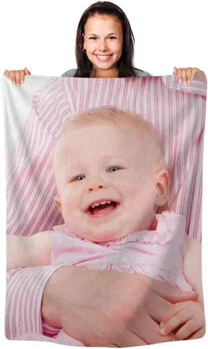Manta de fotos personalizada de 30 x 40 pulgadas con imagen y nombre, manta personalizada para bebé