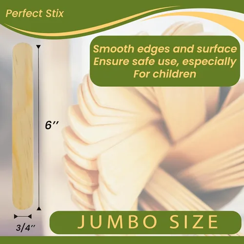 Miniatura 2 de Perfect Stix Palitos de Manualidades Jumbo, 6 x 3/4, Madera de Álamo Natural, 500 Ct. Multiusos para Artes, Paletas, Depilación con Cera