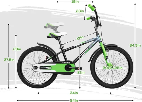Miniatura 4 de WEIZE Kids Bike, 16 20 Inch Children Bicycle for Boys & Girls Ages 4-12 Years Old, Rider Height 41-62 Inch, Adjustable Seat & Handlebars, Coaster