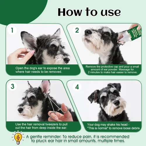 Miniatura 6 de Polvo para Orejas de Perro para la Eliminación del Vello – Polvo para Depilar Orejas para Perros y Gatos – Polvo para Orejas de Aseo para un Mejor