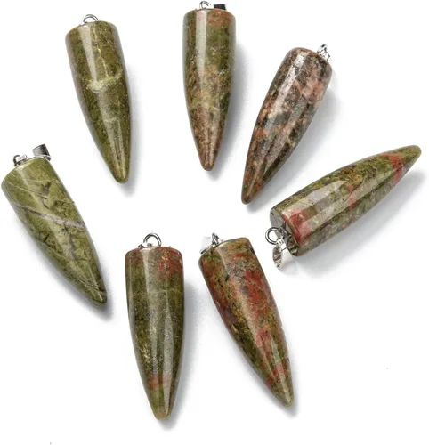 Miniatura 7 de Colgantes de piedras preciosas naturales en forma de bala, hallazgos de latón de platino, colgantes de chakras puntiagudos, encanto de piedra