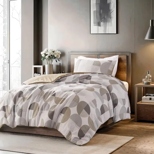 Elegante juego de edredón de tamaño Twin estampado en tres tonos, juego de ropa de cama de microfibra ultrasuave de 2 piezas, edredón cálido y