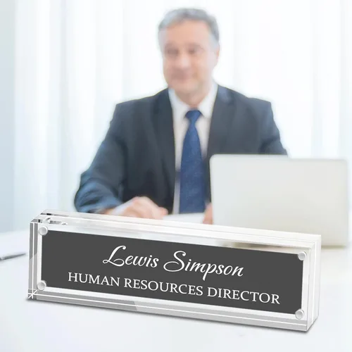 Miniatura 27 de Placa de Nombre para Escritorio, Placa de Nombre con Patrón de Doble Cara para Escritorio, Decoración de Escritorio de Oficina Personalizada