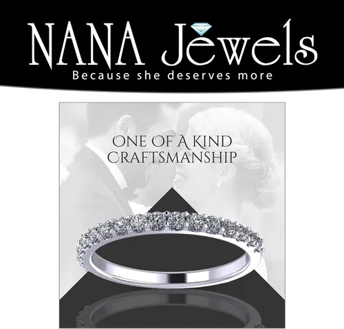 Miniatura 4 de NANA Jewels Anillo de boda con circonita cúbica en plata de ley 925 de 10 quilates y oro de 14 quilates, apilable, anillo de aniversario de media