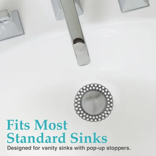 Miniatura 4 de Evriholder Protectores de drenaje para fregadero de tocador, ajuste seguro, evita obstrucciones en el baño, desechables, 3.7 pulgadas, gris