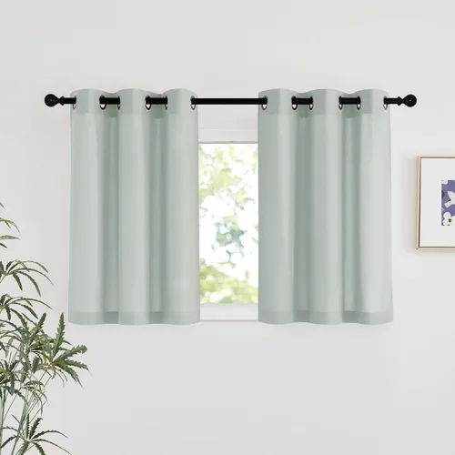 Miniatura 175 de NICETOWN Cortinas de lino natural con textura de lino para dormitorio, mezcla de lino rústica con ojales en la parte superior, semitransparentes