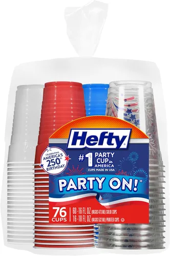 Miniatura 11 de Vasos de Plástico Desechables Hefty Party On, Surtidos, 16 Onzas, 100