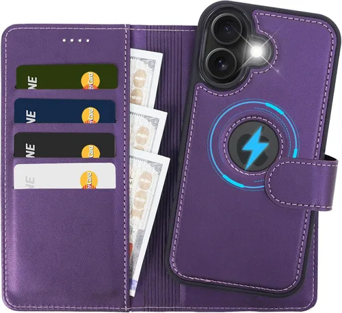 Miniatura 23 de Funda de piel sintética 2 en 1 para iPhone 13 PRO MAX, funda de piel sintética desmontable con soporte para tarjetas, funda extraíble con bloqueo