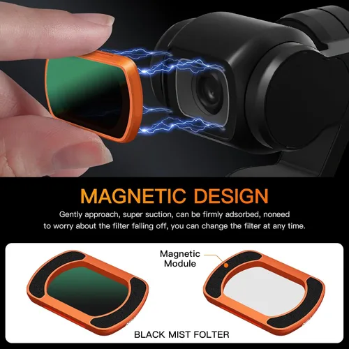 Miniatura 4 de Filtro de niebla negra de bolsillo 4/3, difusión negra, filtro creativo magnético de 1/4, filtros suaves de belleza para cámara DJI Osmo Pocket