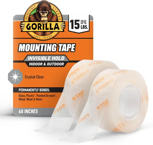 Gorilla Resistente y transparente; cinta de montaje de doble cara; resistente a la intemperie; 1 x 60 pulgadas; transparente; (paquete de 2)